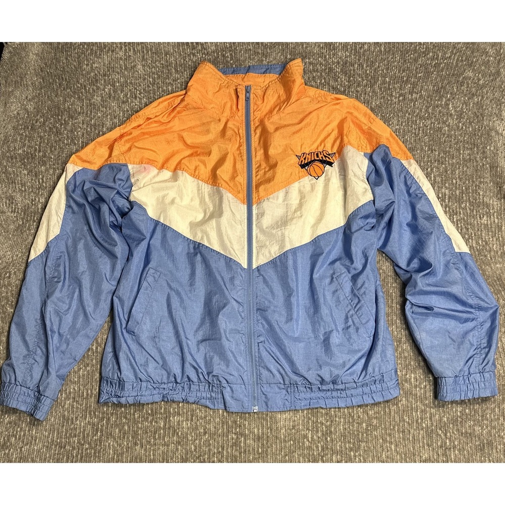 Vintage 90s NY Knicks Color Works Carl Banks Windbreaker Jacket 2XLT NBA
